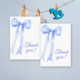 Blue Watercolor a Bow Boy Baby Shower Tack Kort