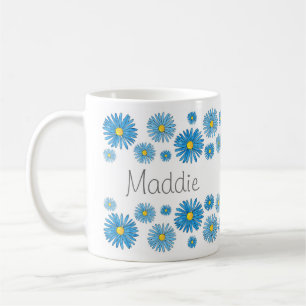 Blue Watercolor and Pen Asters Garland Kaffemugg