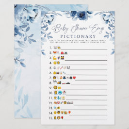 Blue Watercolor Baby Shower Emoji Game
