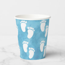 Blue Watercolor Baby Shower Footprint Mönster