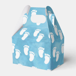 Blue Watercolor Baby Shower Footprint Mönster Presentaskar