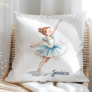 Blue Watercolor Ballerina Dancer Kudde