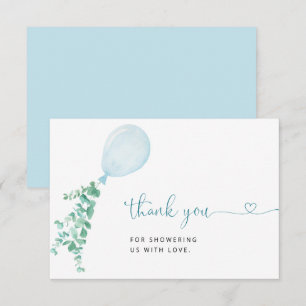 Blue Watercolor Balloon Boy Shower Tack Kort