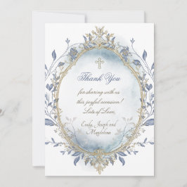 blue watercolor beige frame thank you card inbjudningar