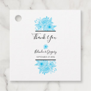 Blue Watercolor Blommigt Bröllop Gift Gåvor Etiketter