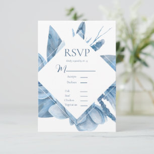 Blue Watercolor Blommigt Ram OSA Kort