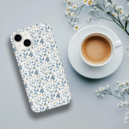 Blue Watercolor Botanical Pattern 