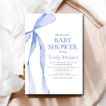 Blue Watercolor Bow Boy Shower