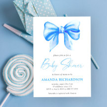 Blue Watercolor Bow Boy Shower