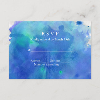 Blue Watercolor Bröllop OSA Kort