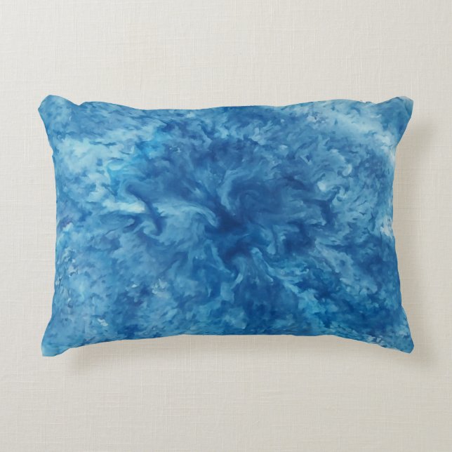 Blue Watercolor Burst Prydnadskudde (Framsidan)