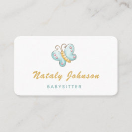 Blue Watercolor Butterfly Babyvalls Minimal Cute Visitkort