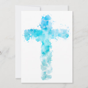 Blue Watercolor Christian Kor Julkort