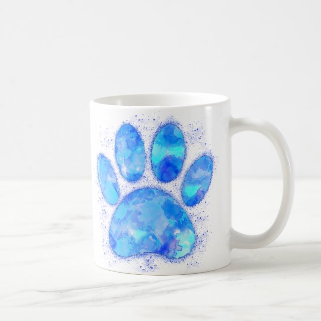 Blue Watercolor Dog Paw Print Kaffemugg (Höger)