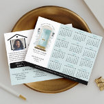 Blue Watercolor Door Real Estate Calendar 2024 Vykort<br><div class="desc">Beautiful and elegant real estate business 2024 calendar marketing postcard. Our design features our own hand-painted watercolor blue front door. Accented with touches of gold on the mailbox slot, door handle, and door kickplate. Modern black outdoor wall lights and a burlap welcome doormat complete this charming real estate design. Personalize...</div>