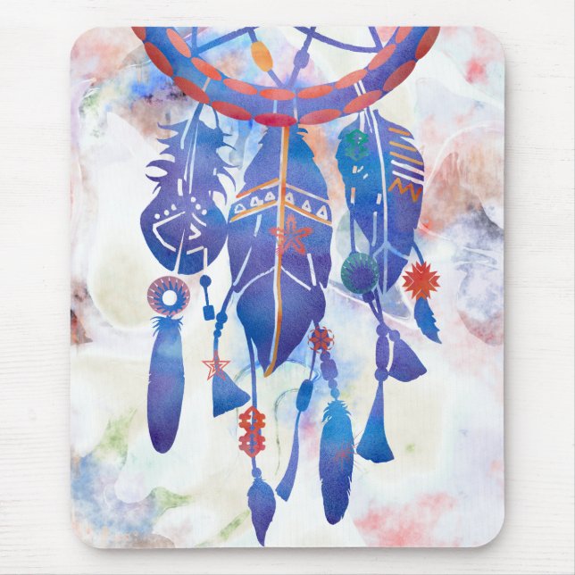 Blue Watercolor Dreamcatcher Modern Boho Musmatta (Framsidan)