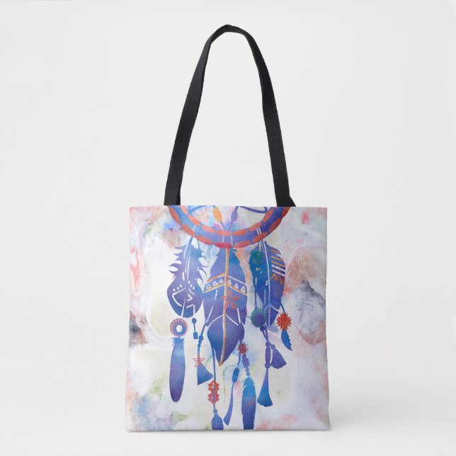 Blue Watercolor Dreamcatcher Modern Boho Tygkasse (Framsida)