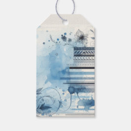 Blue Watercolor Ephemera Presentetikett