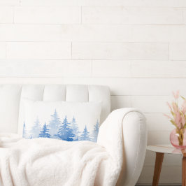 Blue Watercolor Evergreen Träd Lumbarkudde
