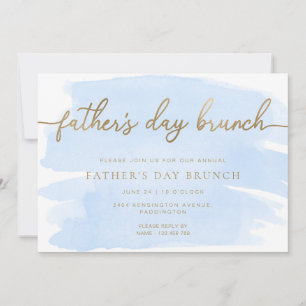 Blue Watercolor Fars dag Brunch Inbjudningar