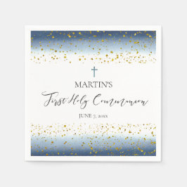 blue watercolor  First Communion Pappersservett