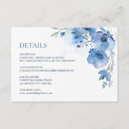 Blue Watercolor Flower Details Tilläggskort
