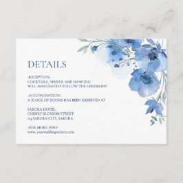 Blue Watercolor Flower Details Tilläggskort