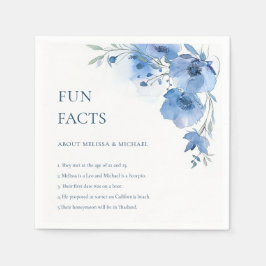 Blue Watercolor Flowers Fun Facts Wedding  Pappersservett