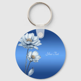 Blue Watercolor Flowers Keychain Nyckelring