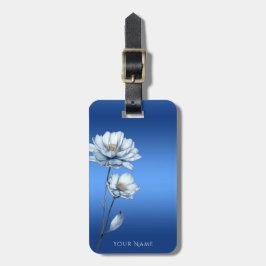 Blue Watercolor Flowers Luggage Tag Bagagebricka