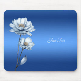 Blue Watercolor Flowers Mousepad Musmatta