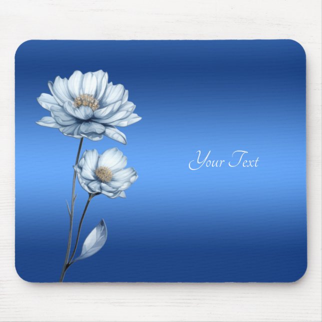 Blue Watercolor Flowers Mousepad Musmatta (Framsidan)