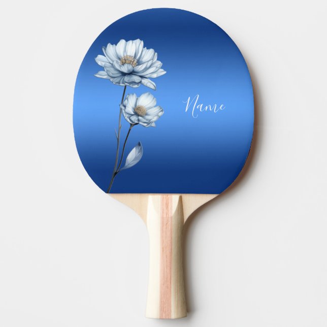 Blue Watercolor Flowers Ping Pong Paddle Pingisracket (Framsidan)