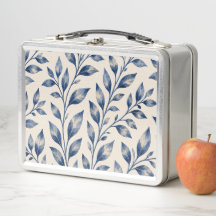 Blue Watercolor Foliage Lunch Box