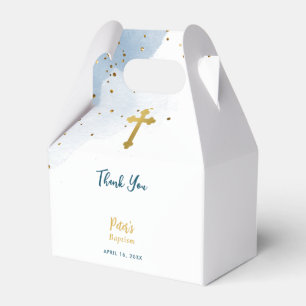 Blue Watercolor Glitter Guld Kor Baptism Boy Presentaskar
