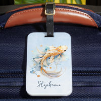Blue Watercolor Guld Koi Fish Personlig