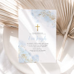 Blue Watercolor Guld Kor Boy Christening Baptism Inbjudningar<br><div class="desc">Blå vattenfärg med faux glitter och faux guld religiösa kor inbjudan. En modern och elegant Christening eller Baptism-inbjudan till din lilla pojkes speciella dag.</div>