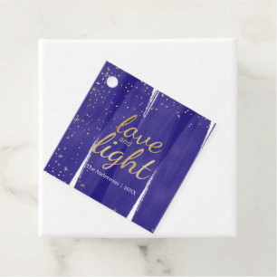 Blue Watercolor Guld Snowflake Hanukkah Helgdag Gåvor Etiketter