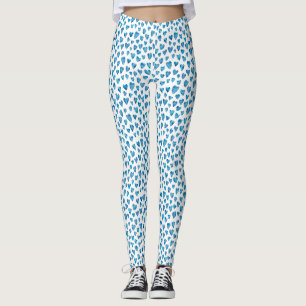 Blue Watercolor Heart mönster Leggings