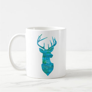 Blue Watercolor Hjort Silhouette Kaffemugg