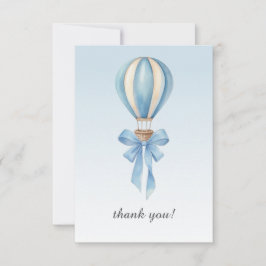 Blue Watercolor Hot Air Balloon Boy Baby Shower Tack Kort