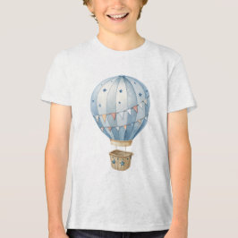 Blue Watercolor Hot Air Balloon Stars Nursery Baby T Shirt