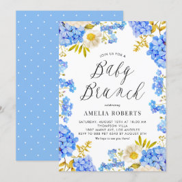 Blue Watercolor Hydrangeas Blommigt Baby Brunch Inbjudningar
