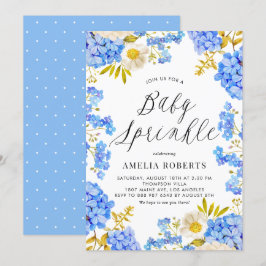 Blue Watercolor Hydrangeas Blommigt Baby Sprinkle Inbjudningar
