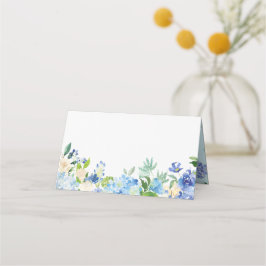 Blue Watercolor Hydrangeas Blommigt Garland Bröllo Placeringskort