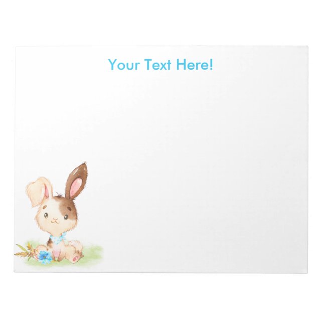 Blue Watercolor Little Bunny Anteckningsblock (Framsida)