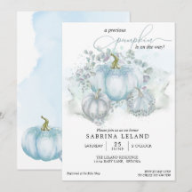Blue Watercolor Little Pumpkin Boy Shower