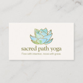 Blue Watercolor Lotus Flower Visitkort