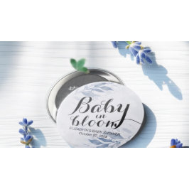 Blue Watercolor Löv Baby Shower Baby i Bloom Knapp