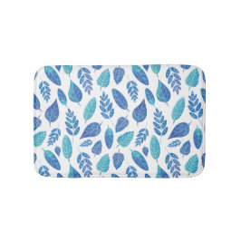 Blue Watercolor Löv Mönster Badrumsmatta